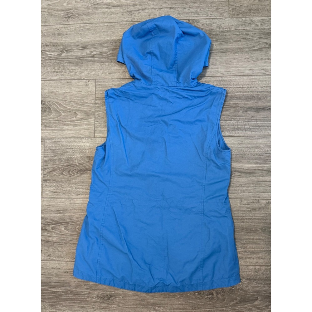 Vintage‎ Talbots Womens Small Blue Cotton Nylon Hooded Sleeveless Jacket Vest - Picture 2 of 7